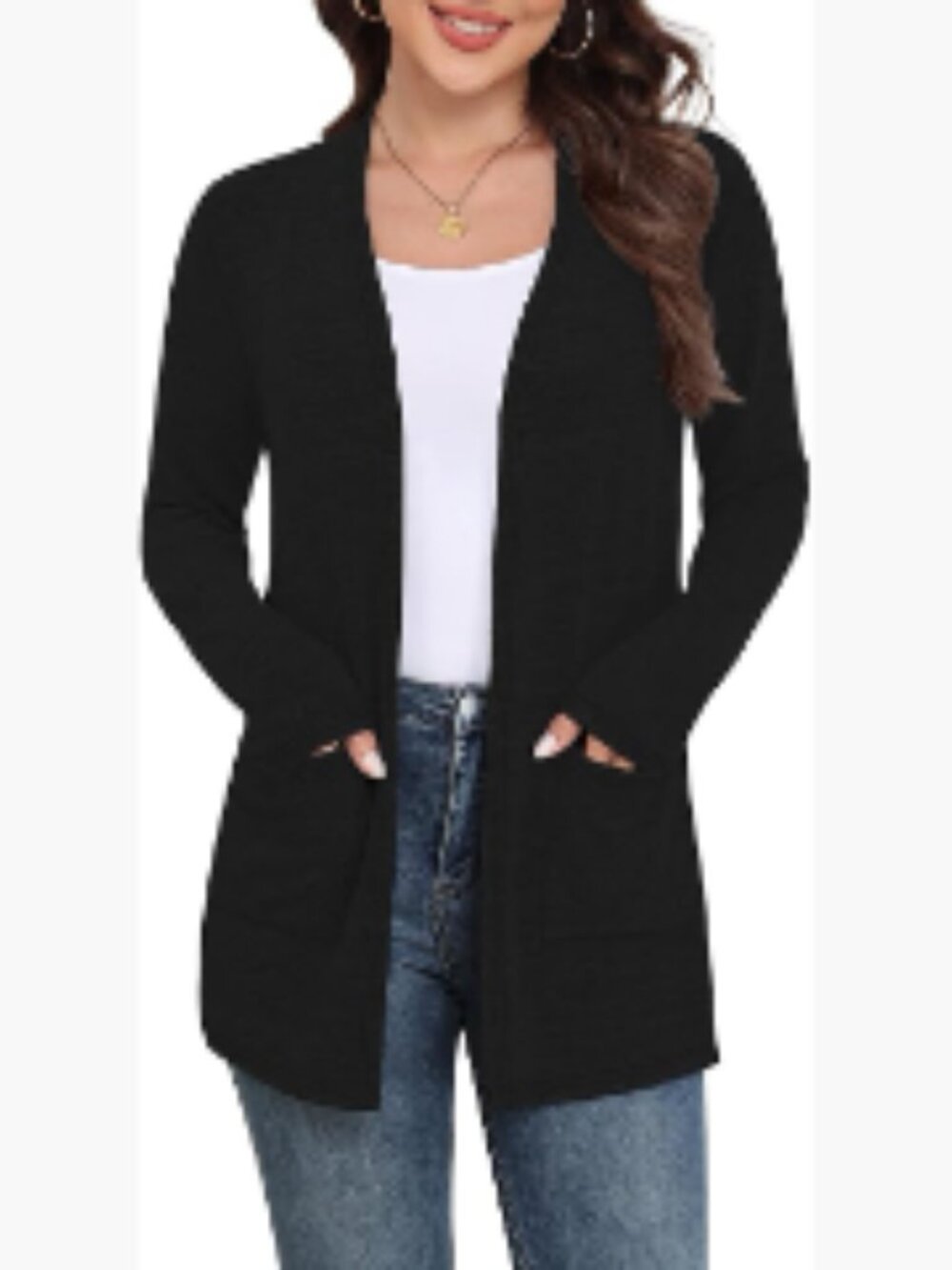 Lightweight Long Sleeve Open Front Cardigan with Pockets